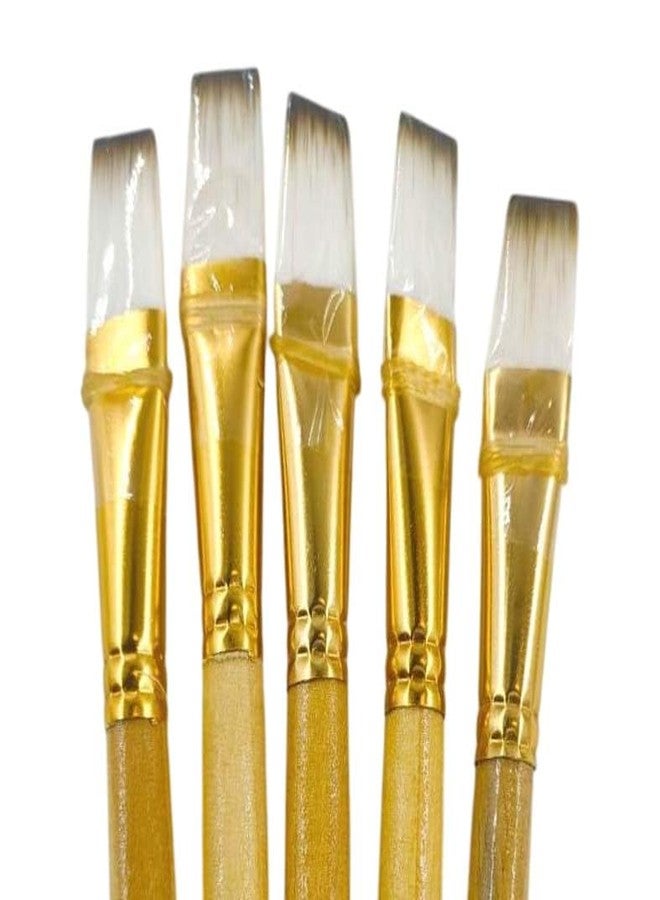 Beads & Craft: Flat Paint Brushes Set with Soft Synthetic Washable Bristles and Wooden Handle for Canvas Painting, Watercolor, Acrylic and Oil Painting (Set of 5pcs) (14)